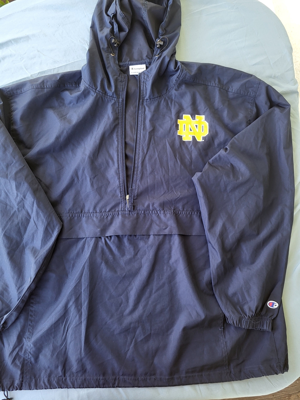 Champion xl Notre Dame Navy Pullover Windbreaker Jacket